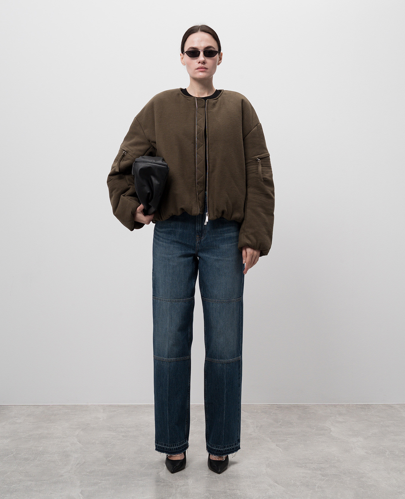 

Khaki bomber jacket with logo embroidery Helmut Lang