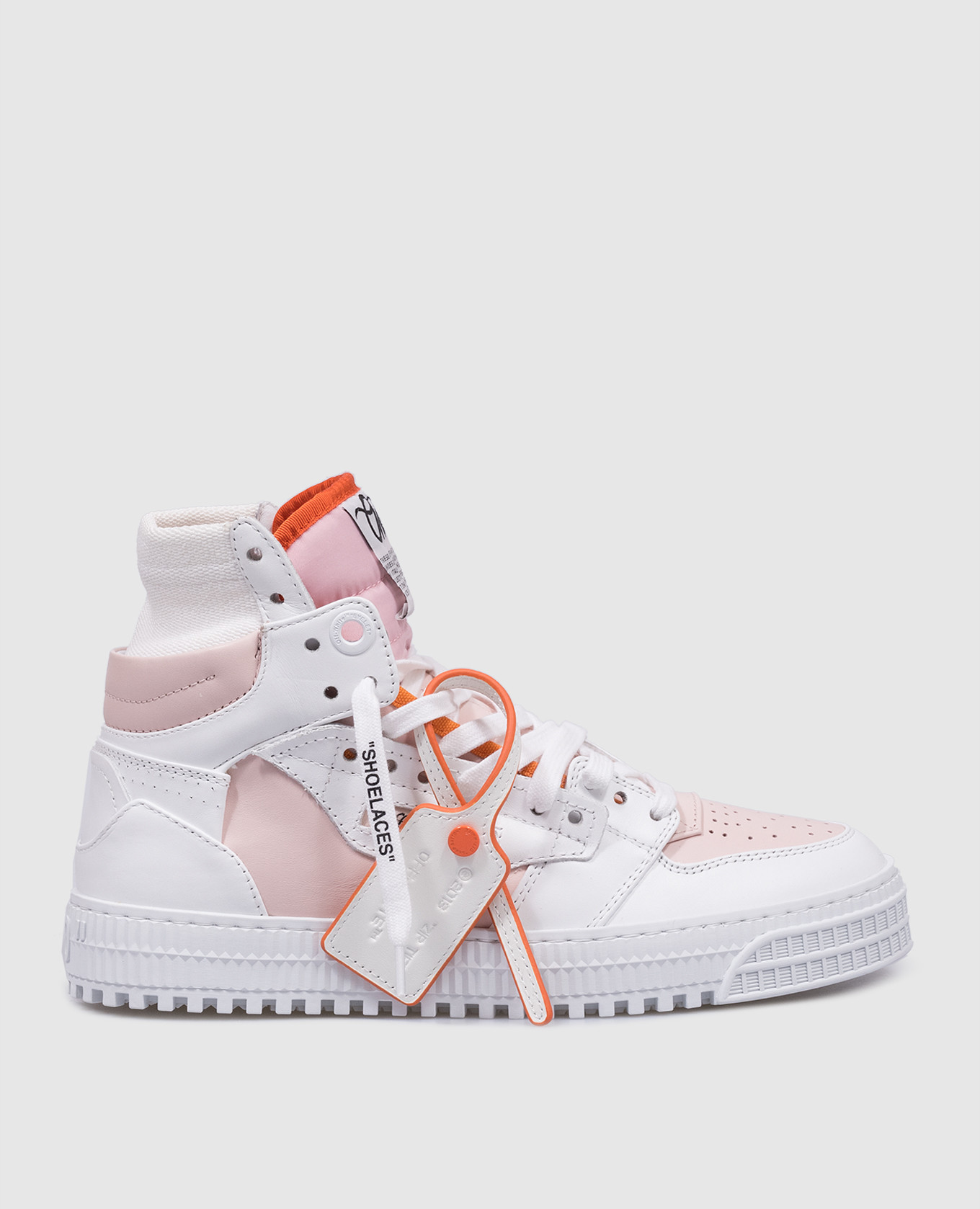 Off court 3.0 white leather high top with logo off-white