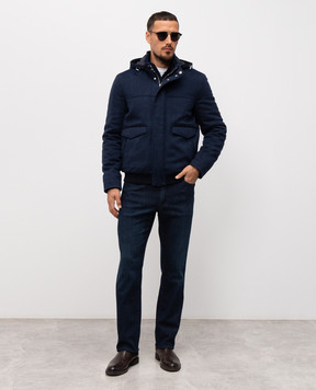 Stefano Ricci Blue cashmere jacket with fringe MZJ5300080C148HA