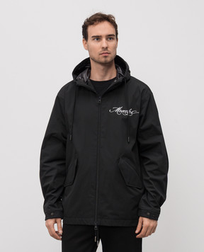 Moncler Iraclia black windbreaker with logo embroidery K20911A00063597W3
