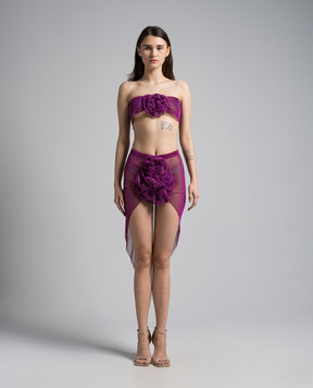 Santa Brands Purple top and skirt suit with crystals SETBRASKIRTWITHFLOWER