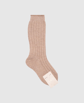 Story Loris Children's beige wool and cashmere knee-high socks 35203