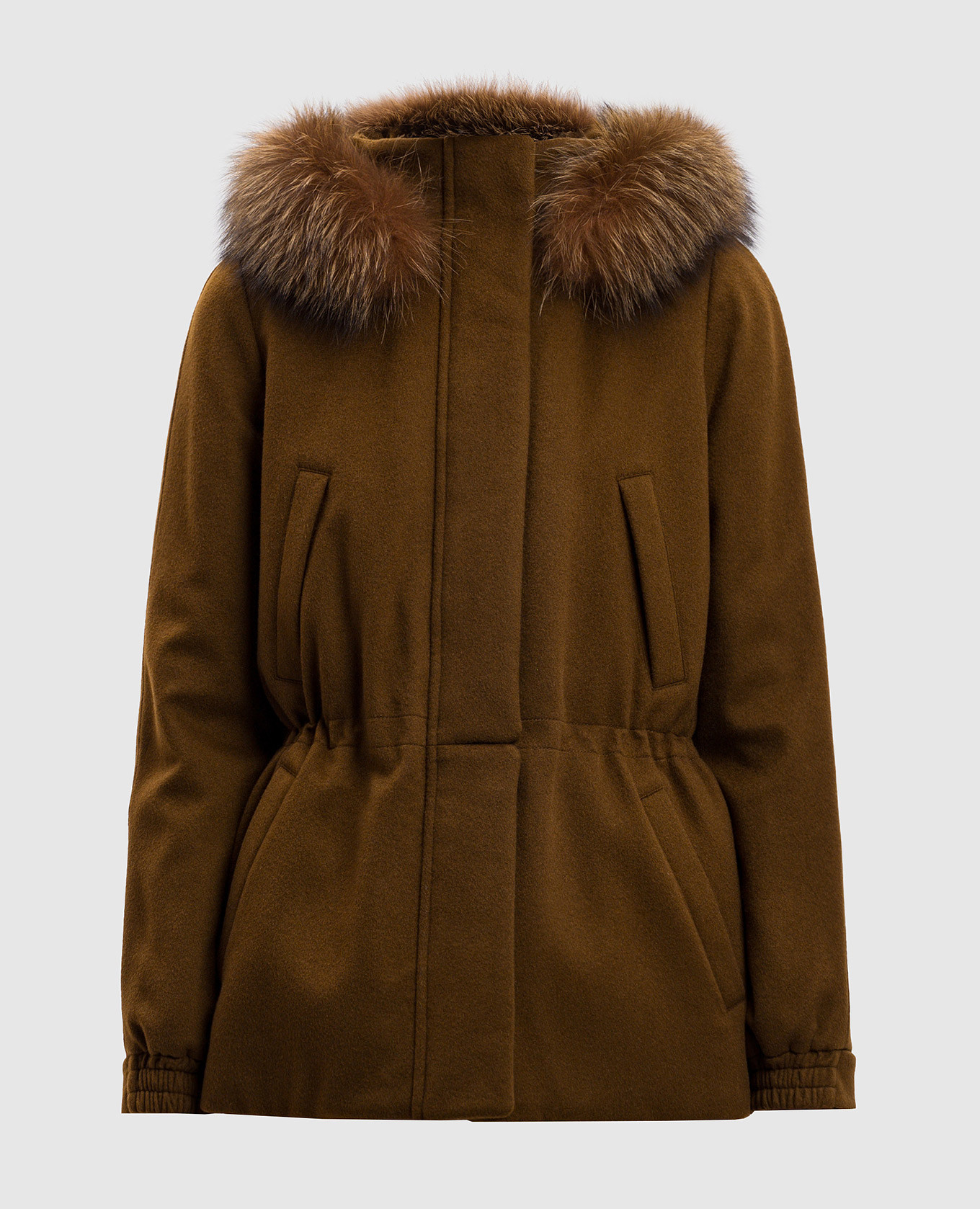 Loro Piana - Brown Icery cashmere parka with fur FAF8086 - shop
