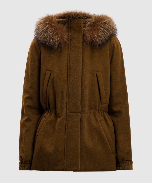 Loro Piana - Brown Icery cashmere parka with fur FAF8086 - shop