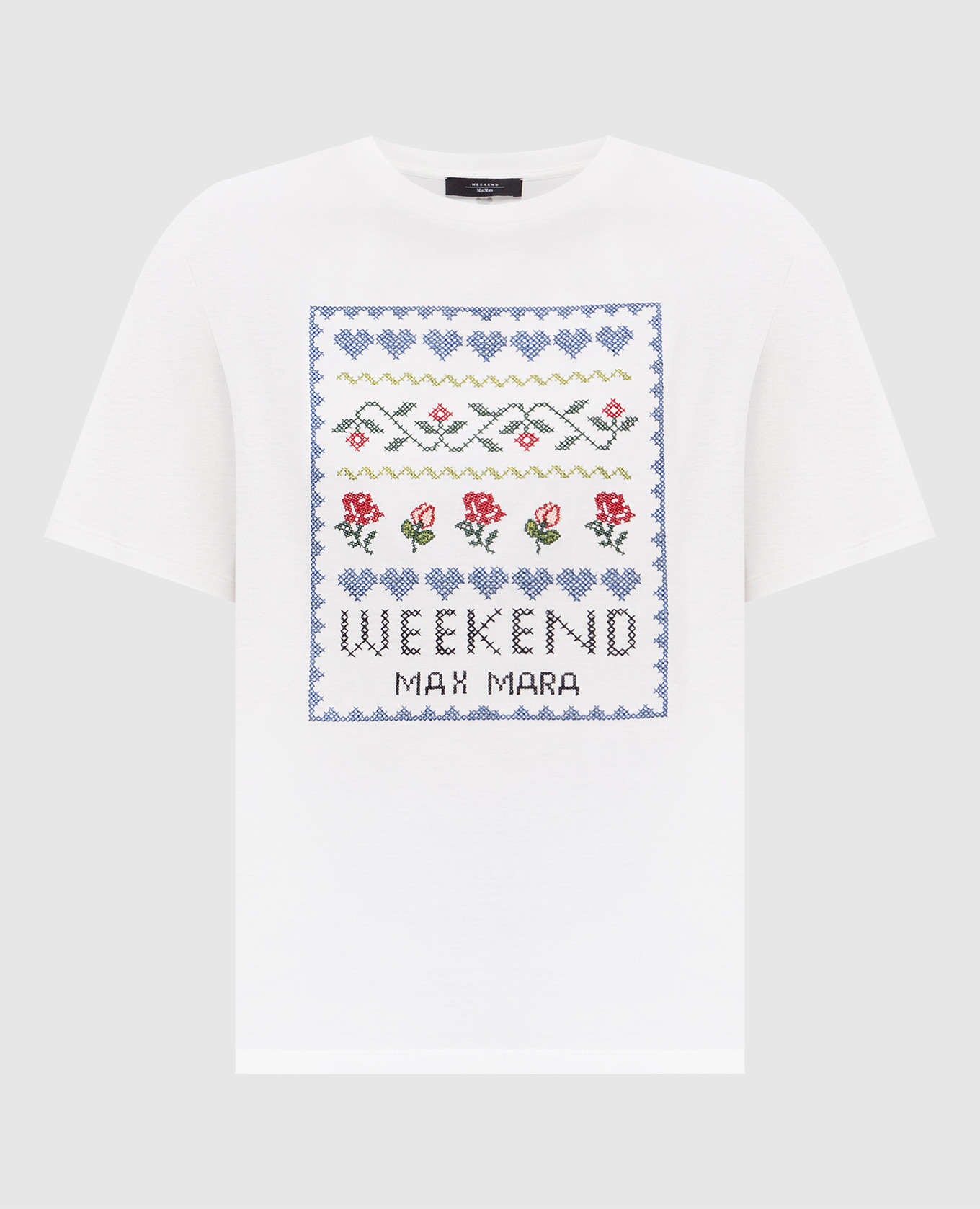 White CABINA T-shirt with logo embroidery Max Mara Weekend