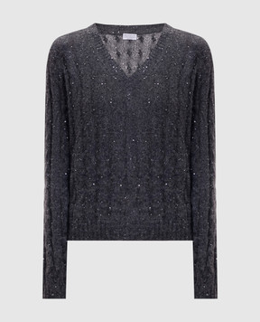 Brunello Cucinelli Gray wool sweater with sequins MPG731302