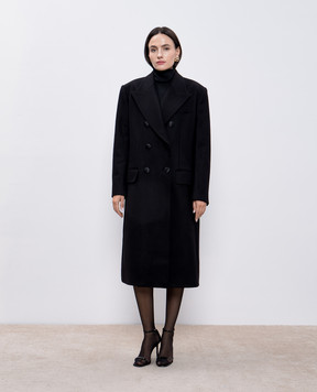Dolce&Gabbana Black double-breasted coat with wool F0F1MTHUMN1