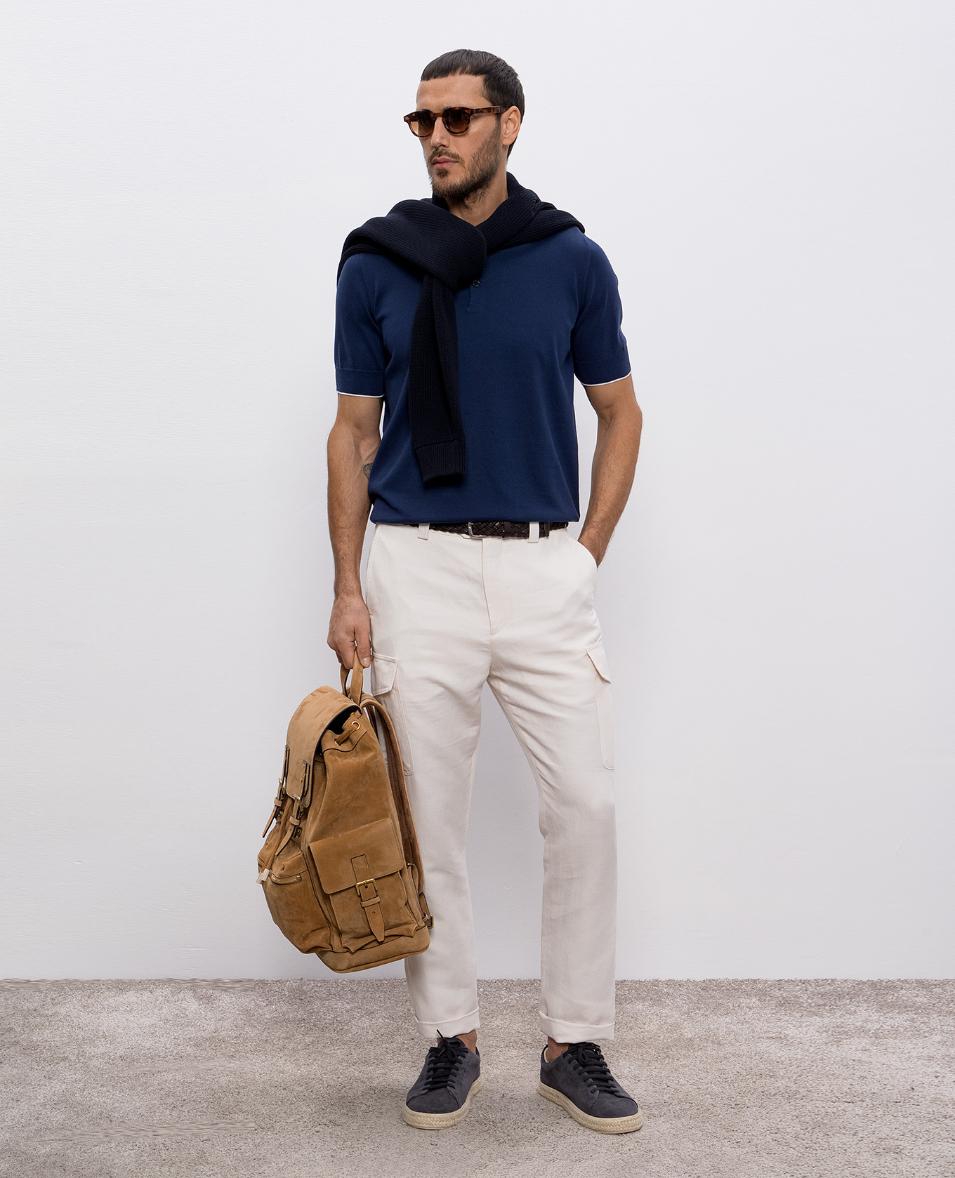 

Blue polo with contrast piping Brunello Cucinelli