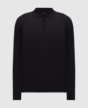 Peserico Blue wool polo shirt R59360F189770M