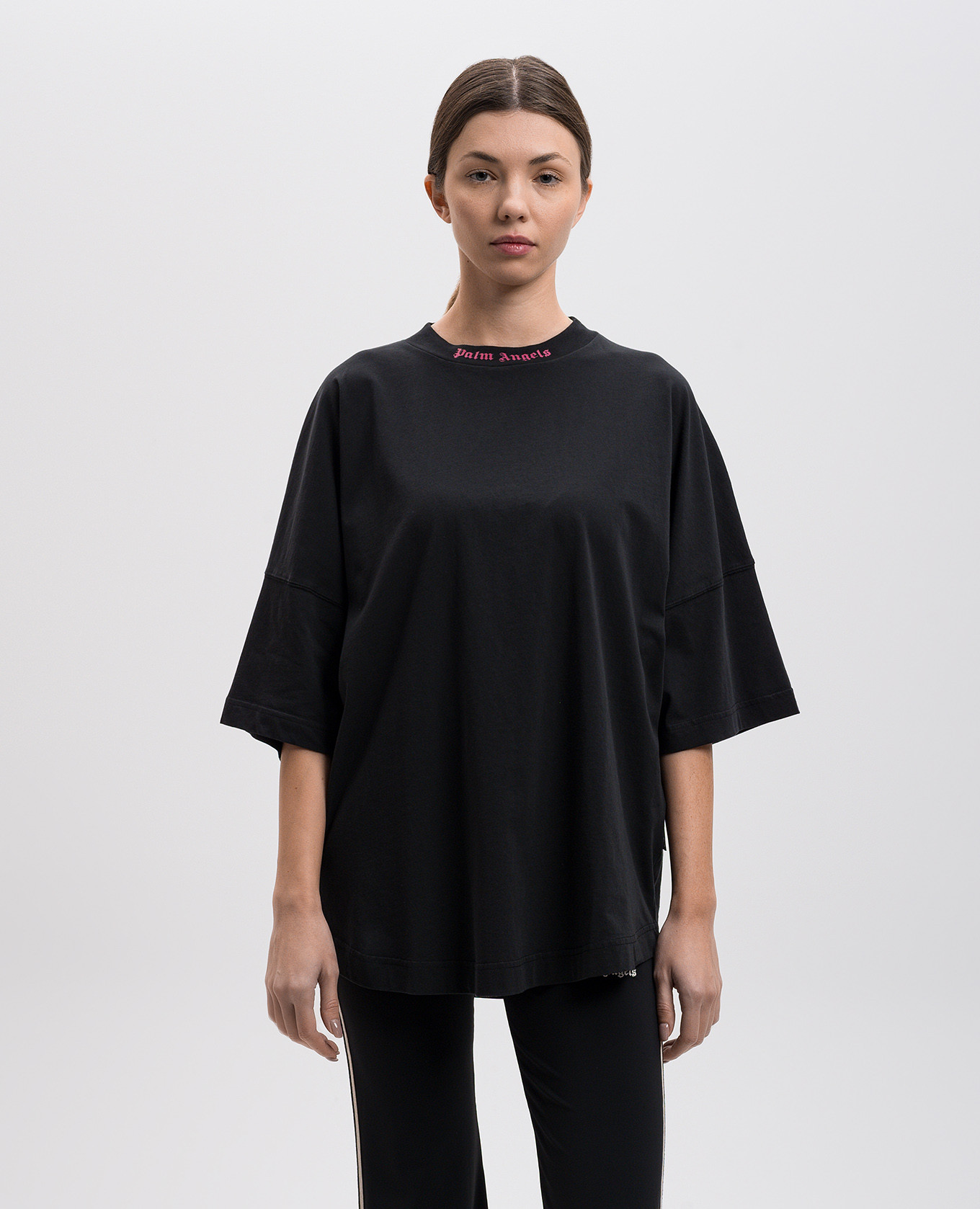 

Black t-shirt with contrasting logo print Palm Angels