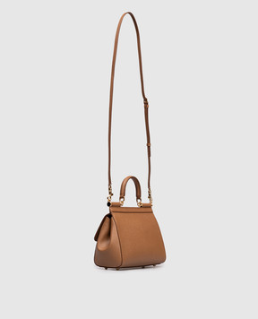 Dolce&Gabbana Brown leather bag Sicily with logo BB6003B1001