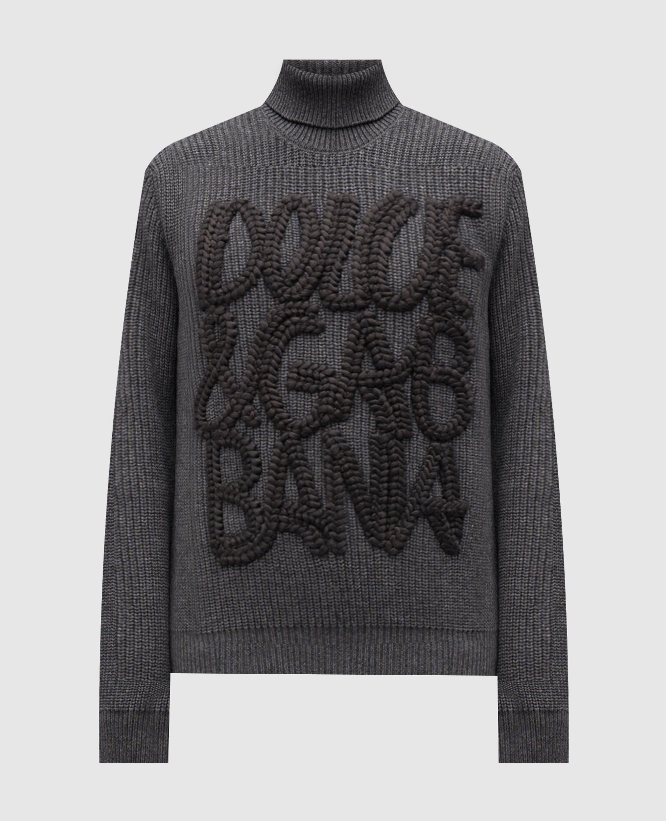 Grey wool sweater with logo embroidery Dolce&Gabbana