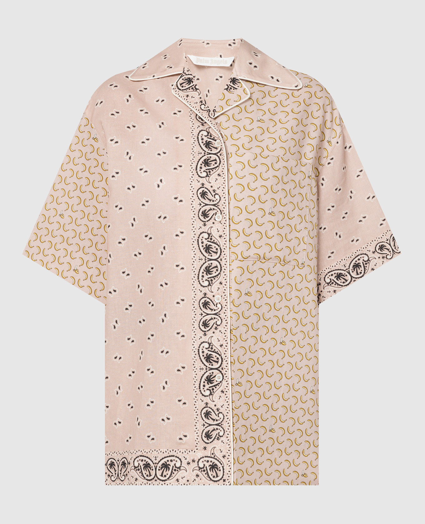 Pink shirt with linen in a paisley print palm angels