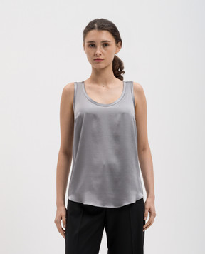Brunello Cucinelli Gray top with silk MPC59E0600