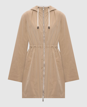 Peserico Beige elongated reversible jacket with monil chain S25083D6953