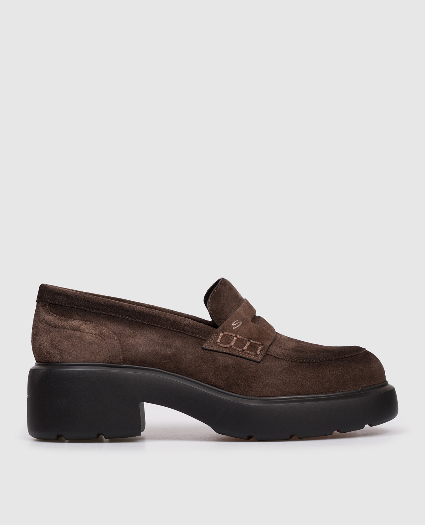 

Brown suede loafers with logo Santoni