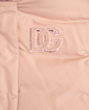 Dolce&Gabbana Children's pink down jacket with DG logo monogram L5JBS1FUS3W