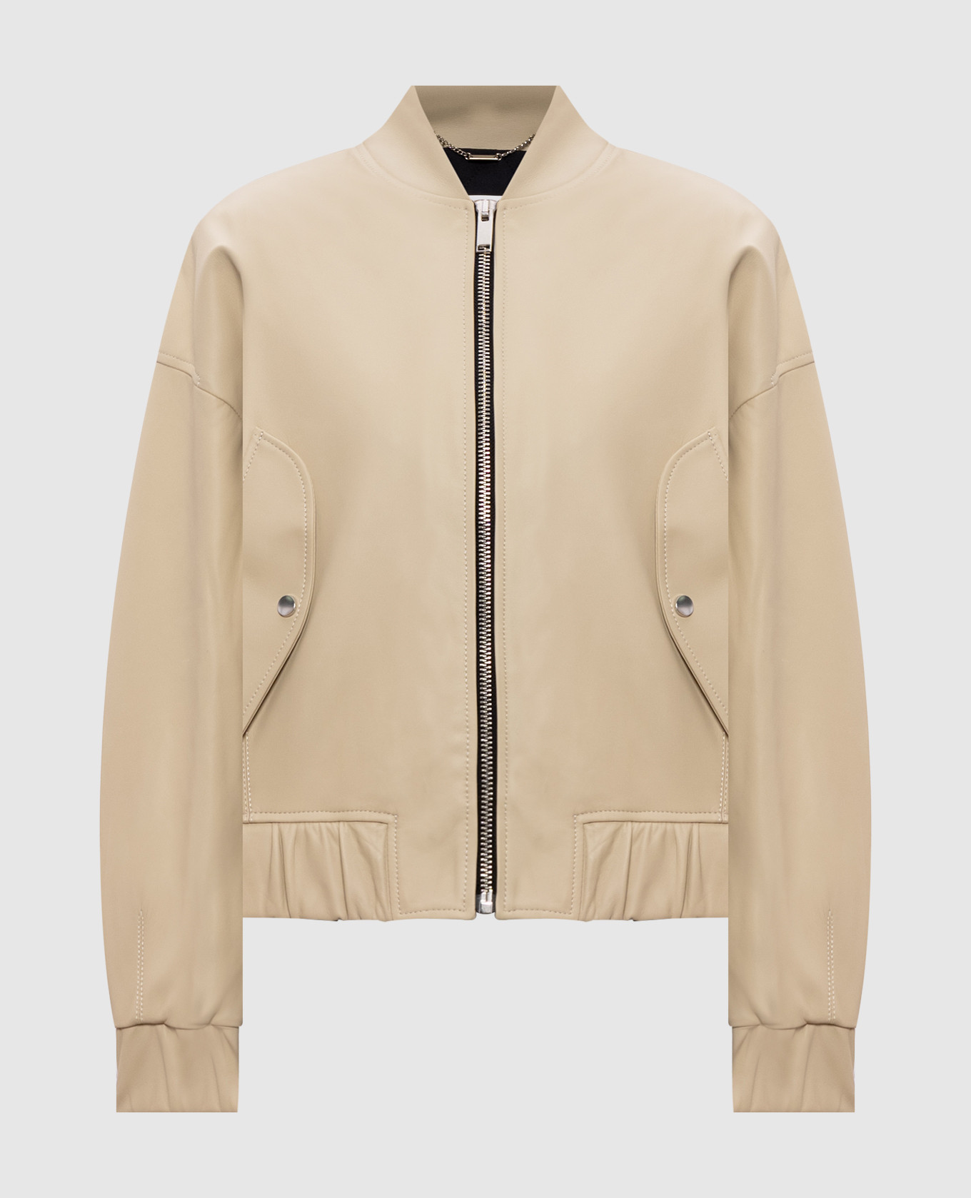 

Beige leather bomber jacket Babe Pay Pls