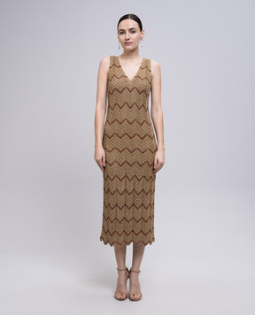 Twinset Beige midi dress with a pattern 251TT3197