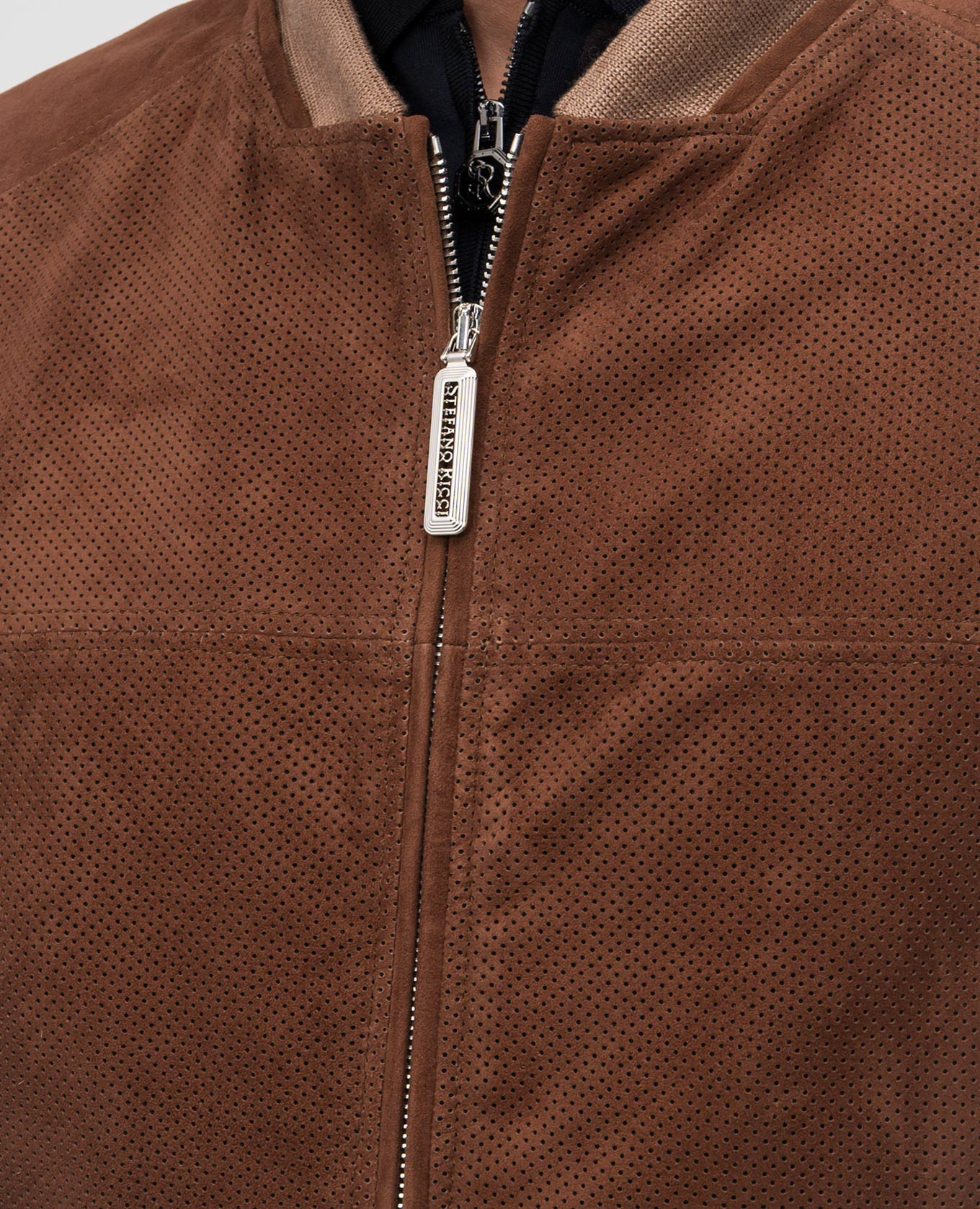 

Brown suede jacket with perforations Stefano Ricci