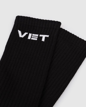 Vetements Black socks with monogram logo UH76SO250Bw
