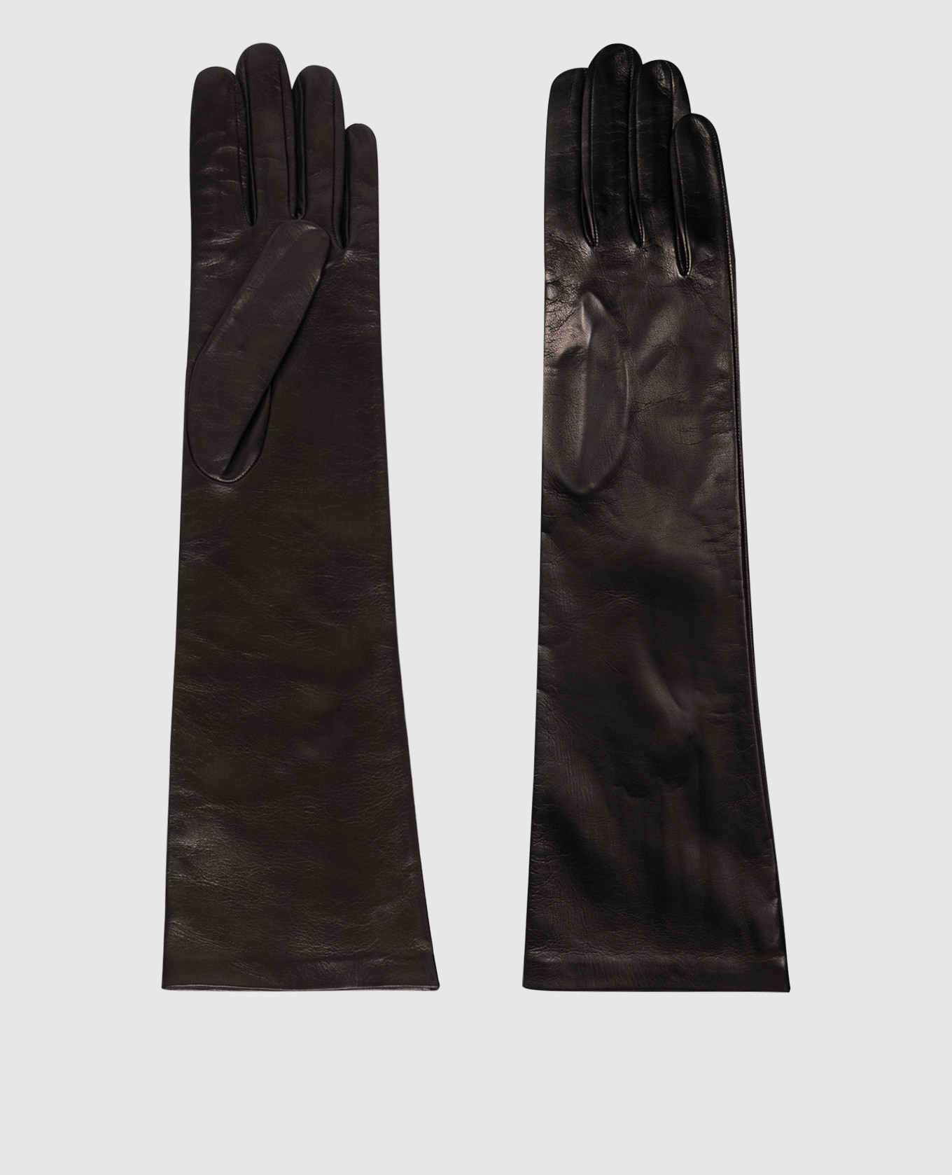 Black leather long gloves Sermoneta Gloves