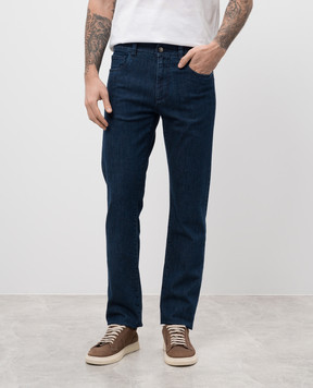 Canali Blue jeans with logo patch PD0001891719