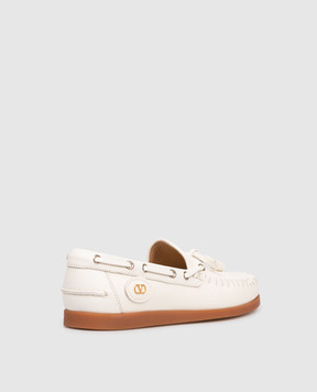 Valentino Beige leather loafers with VLogo Signature emblem 7W2S0MW1PNJ