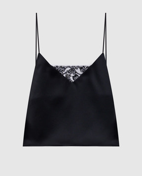 SSHEENA Black cropped top with lace 25SSTUCATUCATS25002