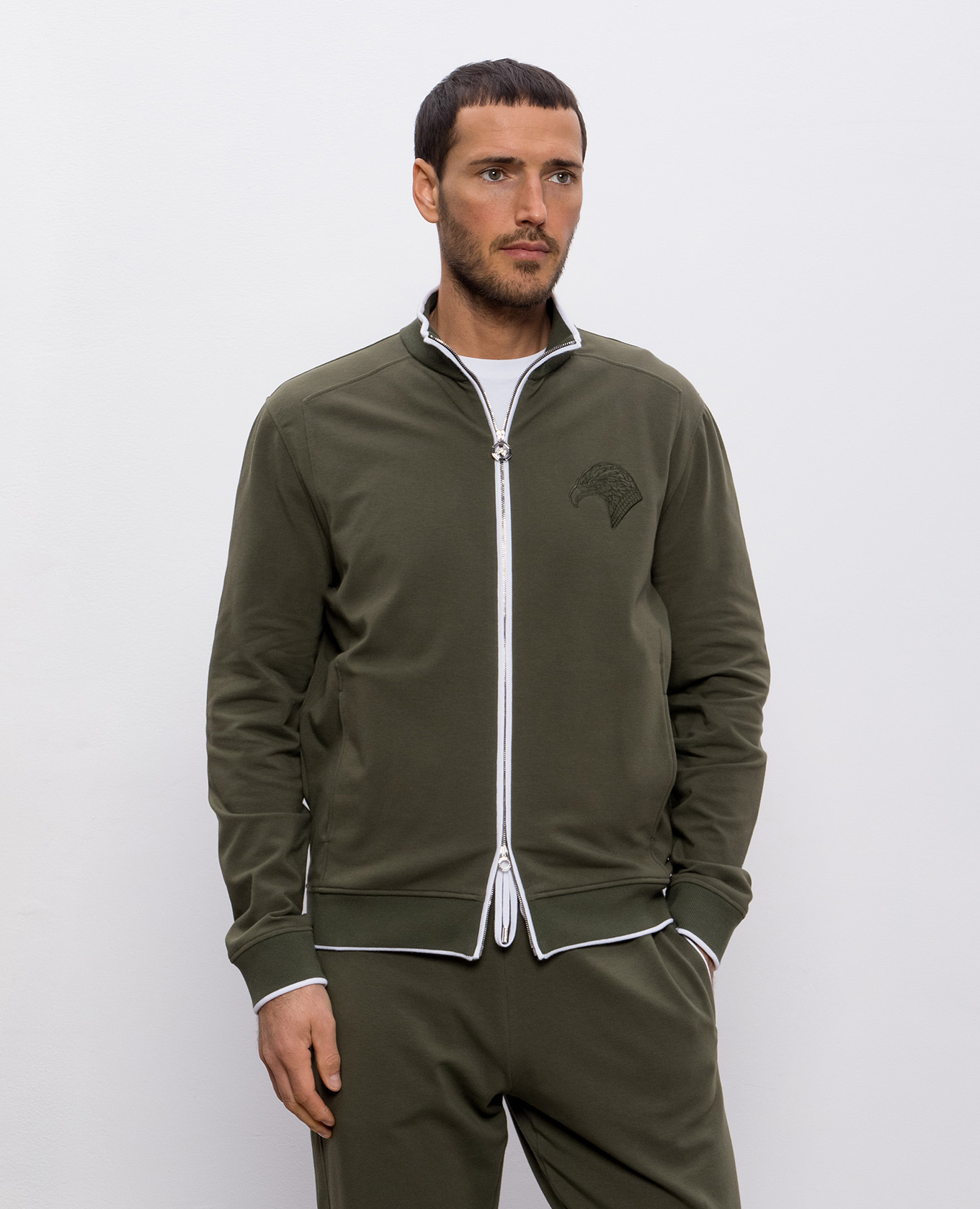 

Khaki tracksuit with logo emblem Stefano Ricci
