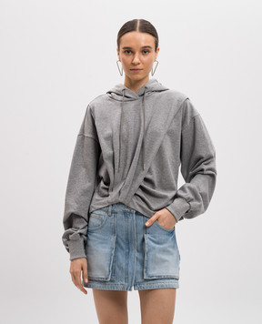 Juun.j Grey melange hoodie with drape JW5241W063