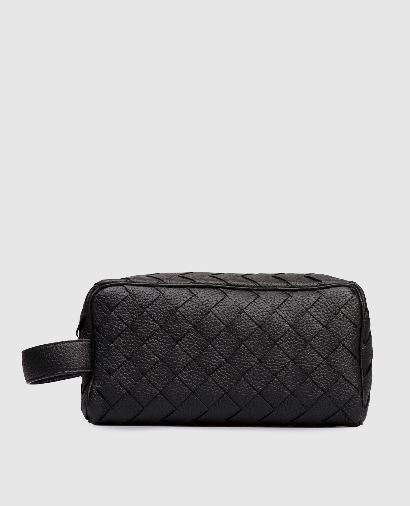 Black leather vanity case with weaving Bottega Veneta