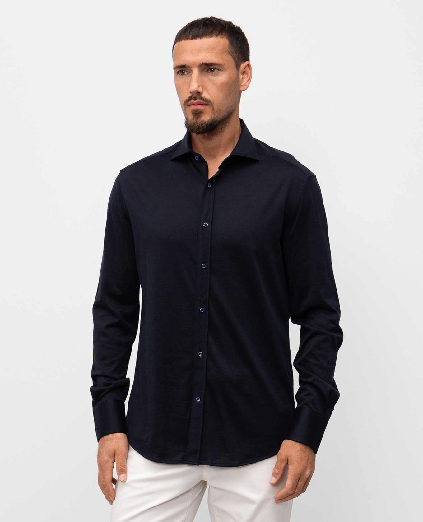 

Blue straight-cut silk shirt Brunello Cucinelli