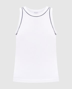 Brunello Cucinelli Top bianco con catena monil M0T81FP340