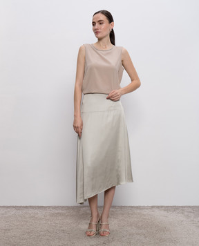 Peserico Beige silk top with monil chain A08893D07325