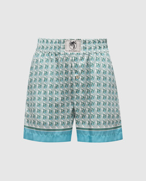 Palm Angels Diamonds green shorts with monogram logo print PWCB056S25FAB003
