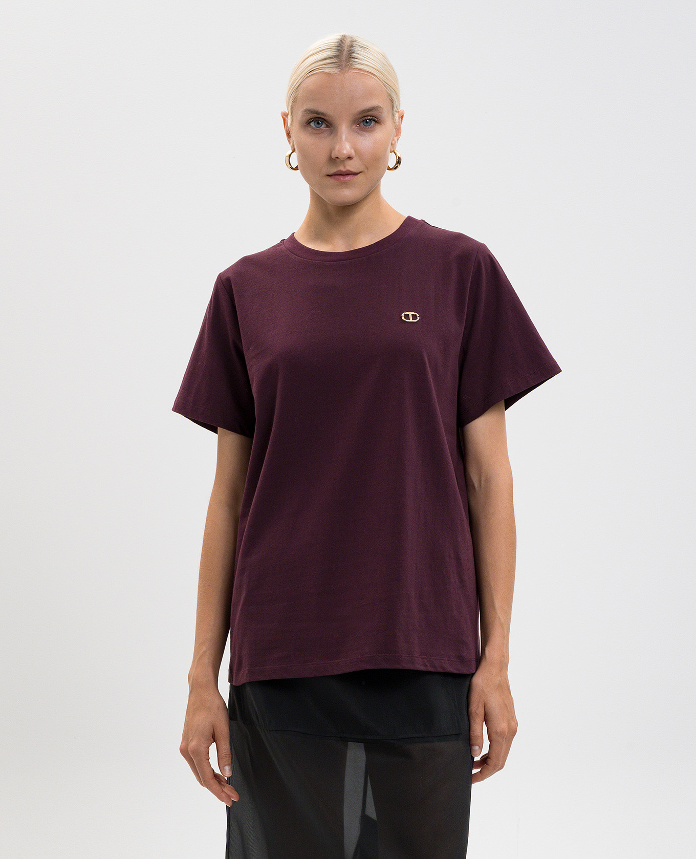 

Burgundy t-shirt with logo Twinset