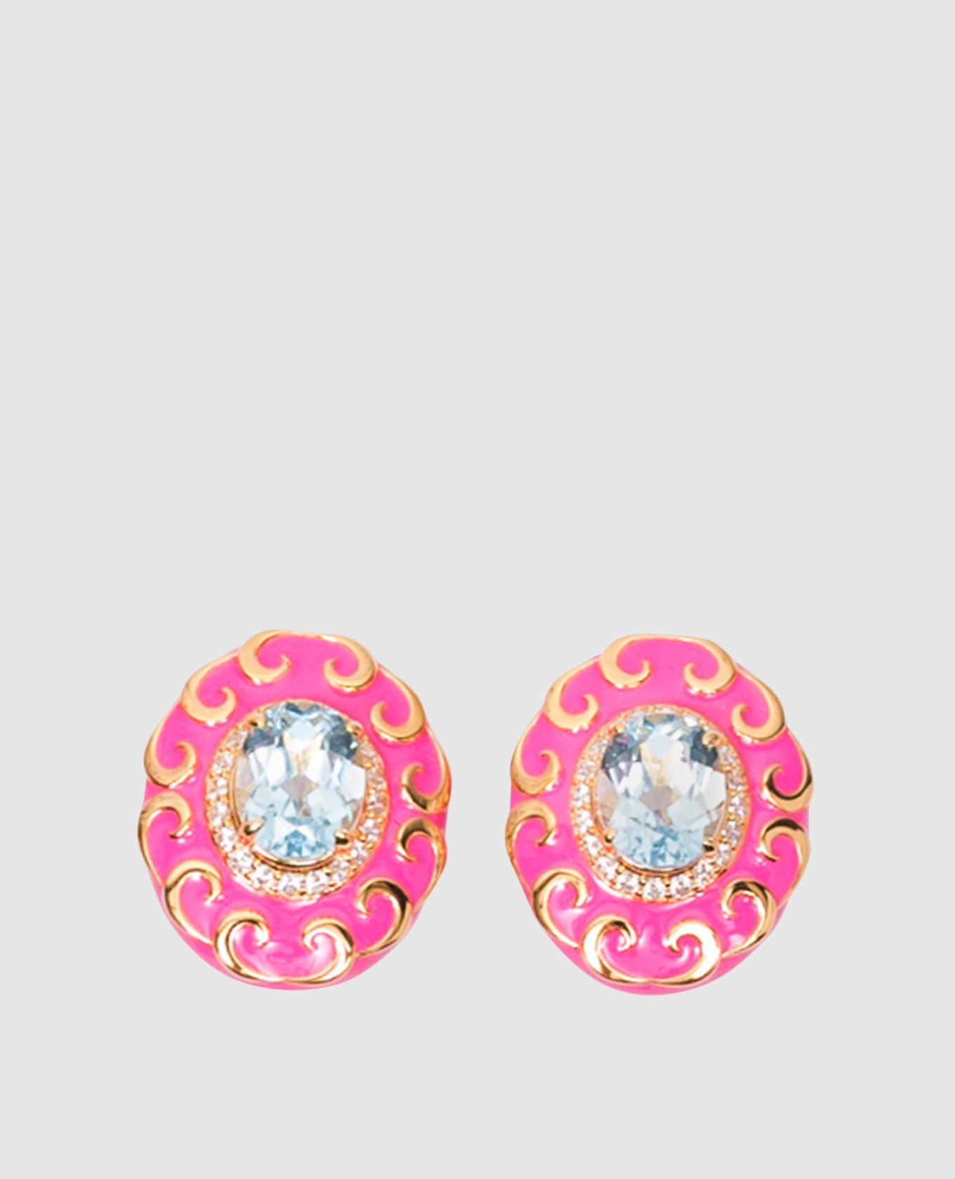 

Silver pink earrings with blue topaz EClaire
