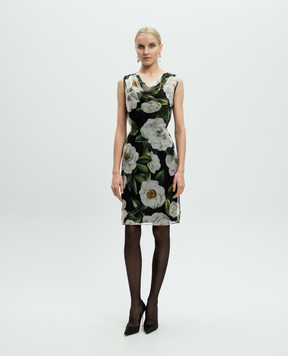 Dolce&Gabbana Black silk dress with floral print F6TLBTIS1XD