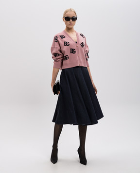 Dolce&Gabbana Pink wool cardigan with monogram logo pattern FXV52TJCVZL