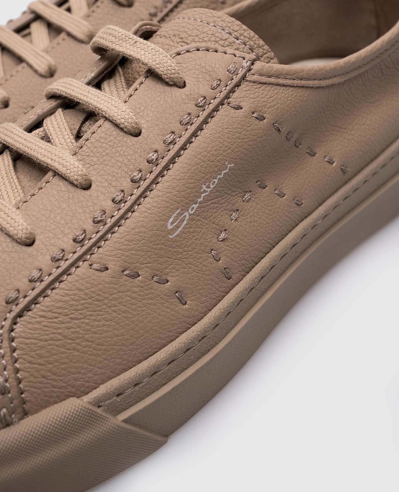 

Beige leather sneakers with logo Santoni