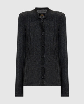 Twinset Black ribbed cardigan with lurex 252AP3022