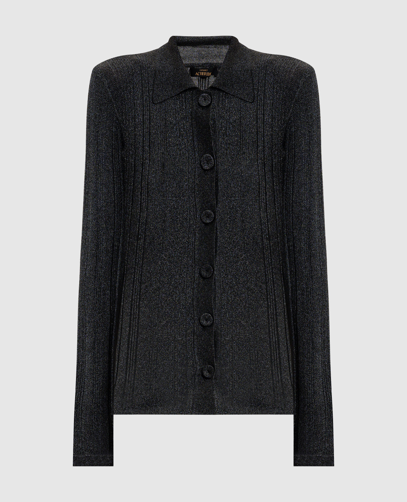 Black ribbed cardigan with lurex