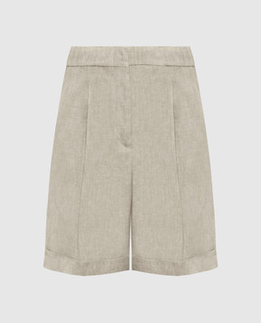 Peserico Green linen shorts with lapels P04083Z02629