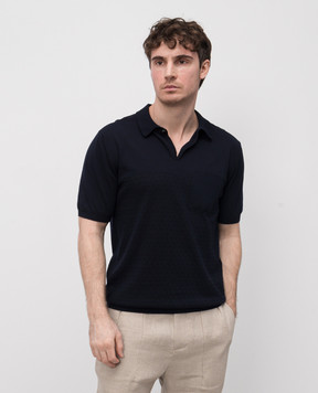 Sease Blue polo shirt with woven pattern KP038XG069