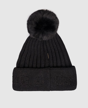 Goldbergh Black HODD hat with pompom GB60001253