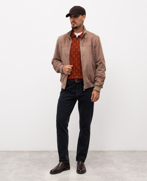 Stefano Ricci Brown wool, silk and cashmere polo with monogram KE08018P30E25476
