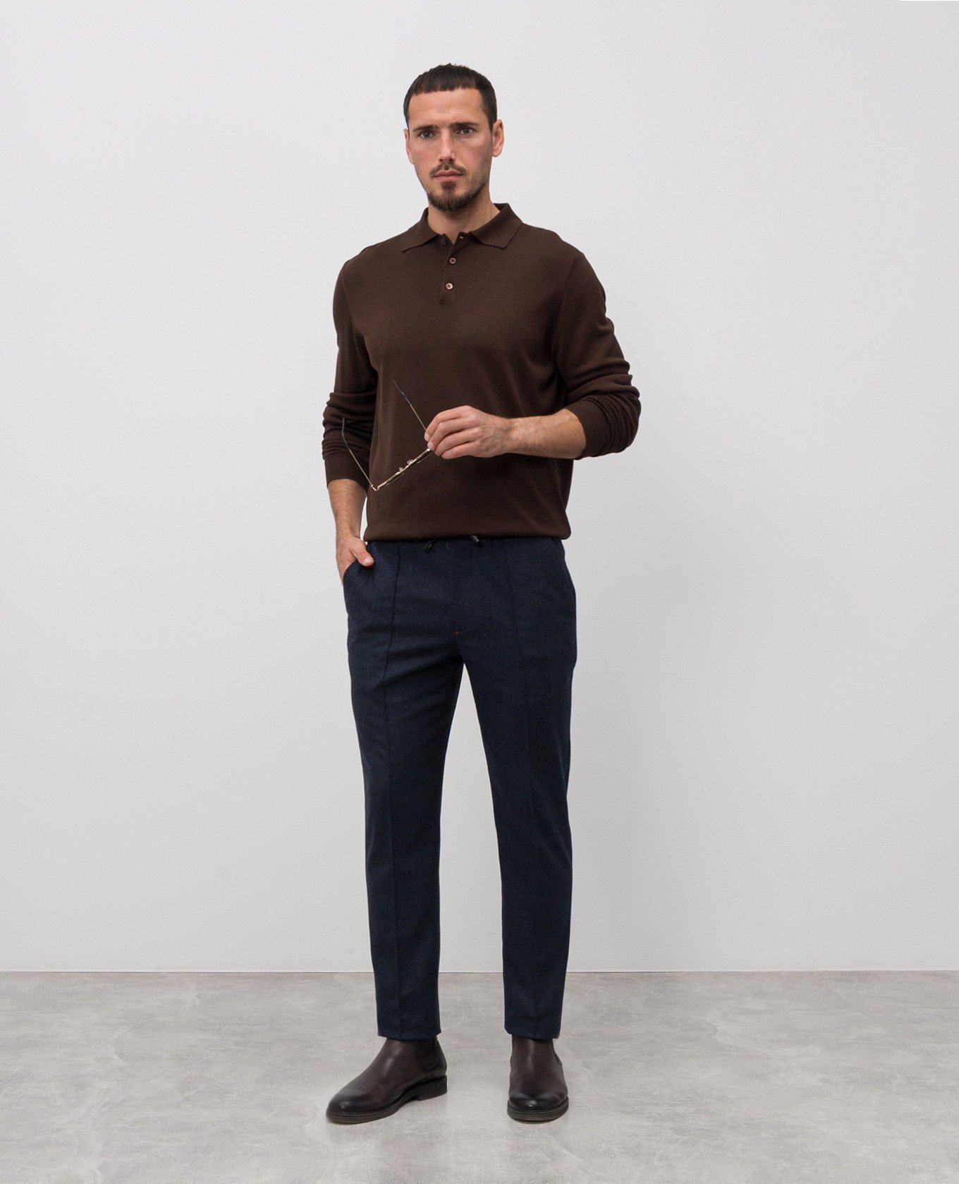 

Brown silk polo shirt ISAIA
