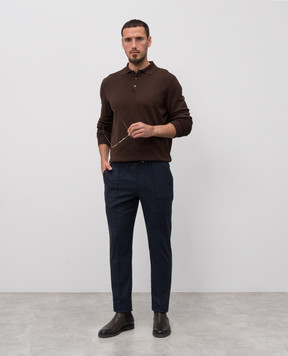 ISAIA Brown silk polo shirt MG8327Y0470