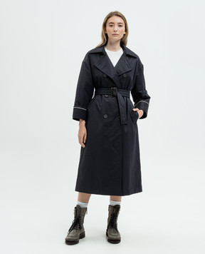 Peserico Blue double-breasted cloak with monil chain A25056A03617